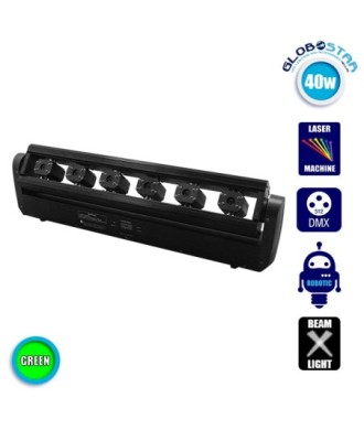 Επαγγελματική Μπάρα Laser με 6x60mw-532nm Κεφαλές 230V 3° DMX512 Πράσινο GloboStar 51164